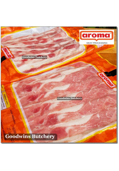 Aroma Bali frozen pork BACON STREAKY sliced 250g